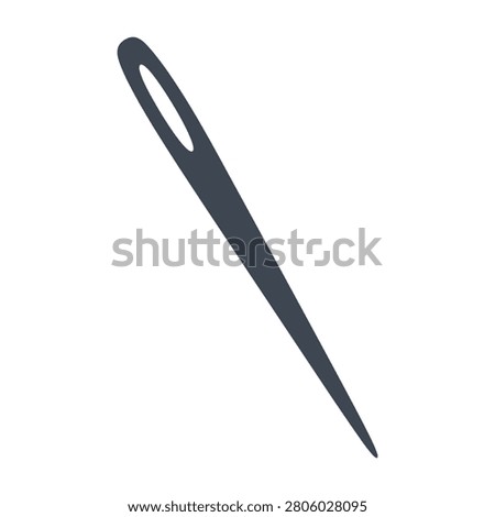 A black sewing needle on a white background, perfect for crafting and DIY projects