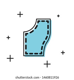 Black Sewing Pattern icon isolated on white background. Markings for sewing.  Vector Illustration