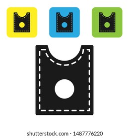 Black Sewing Pattern icon isolated on white background. Markings for sewing. Set icons colorful square buttons. Vector Illustration