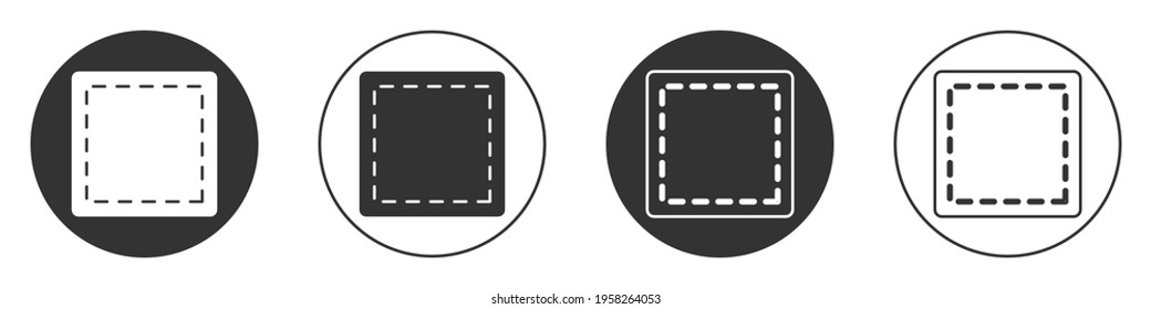 Black Sewing Pattern icon isolated on white background. Markings for sewing. Circle button. Vector Illustration