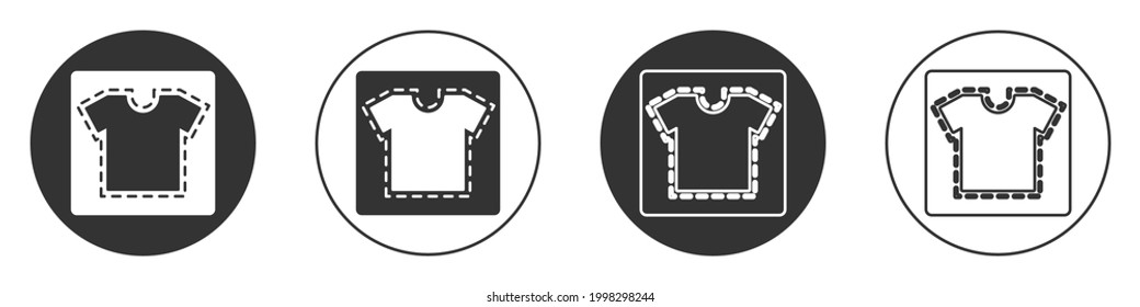 Black Sewing pattern icon isolated on white background. Markings for sewing. Circle button. Vector