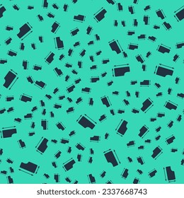 Black Sewing pattern icon isolated seamless pattern on green background. Markings for sewing.  Vector