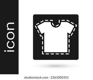 Icono de patrón de costado negro aislado en fondo blanco. Marcas para coser.  Vector