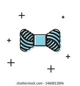Black Sewing thread on spool icon isolated on white background. Yarn spool. Thread bobbin.  Vector Illustration