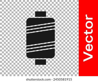 Black Sewing thread on spool icon isolated on transparent background. Yarn spool. Thread bobbin.  Vector Illustration