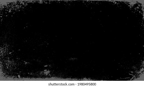 Black shabby background with threadbare frame. Old and Napless Effect. Vector illustration