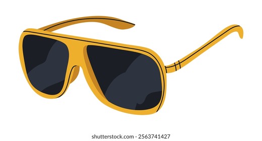 Black shades. Aviator shape sunglasses, modern summer eyewear accessories, plastic frames sunnies flat vector illustration. Trendy sunglasses