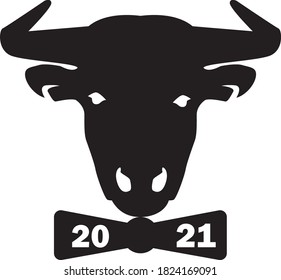 Black shadow bull.Symbol of the year.Bull logo