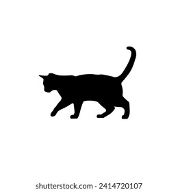 black shadow of cat Walking, vector illustration