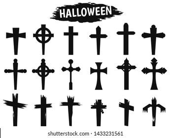 
Black shadow cross icon during the Halloween season.