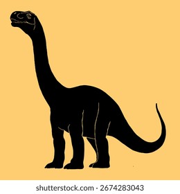 Sombra negra de dinosaurio sobre fondo amarillo