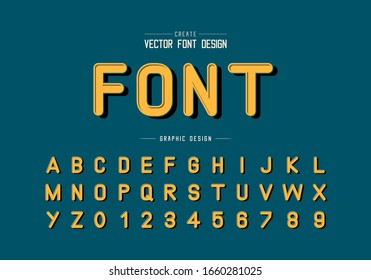Black shadow font and alphabet vector, Typeface letter and number design, Graphic text on background