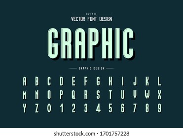 Black shadow font and alphabet vector, Tall typeface letter and number design, Graphic text on background