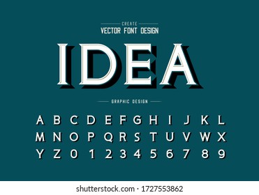 Black shadow font and alphabet vector, Idea typeface letter and number design, Graphic text on background
