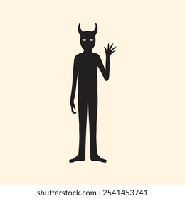 Black Shadow ghost demon character standing vector illustration