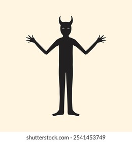 Black Shadow ghost demon character standing with Open Arms vector illustration