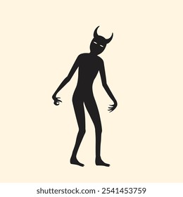 Black Shadow ghost demon character standing vector illustration