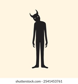 Black Shadow ghost demon character standing vector illustration