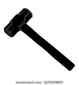 Black shadow of a hammer a white background