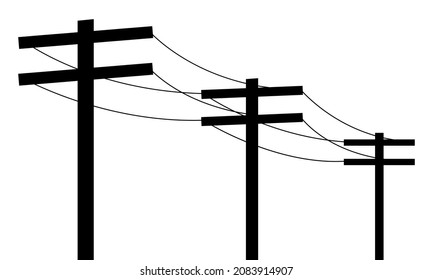 Black shadow high voltage electric pole power with transformer and drop fuse on white background flat icon vector design.
