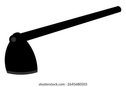 Black shadow of a hoe, a tool for digging the ground.