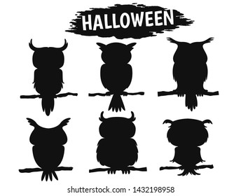 Black shadow owl icon during the Halloween season