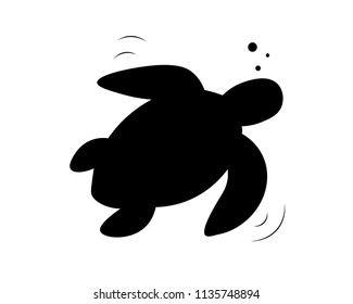 Black shadow of sea or underwater animals cartoon on white background.