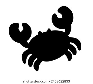Black Shadow Silhouette Crab Sea Animal for Tropical Summer Beach Vacation Banner Element Decoration Vector Illustration Isolated on White Background