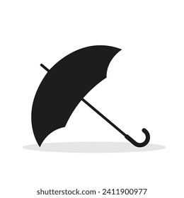 Black shadow of an umbrella. Isolated on a white background. Vector illustration