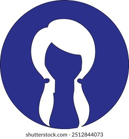 Black shadow woman face negitive space abstract icon