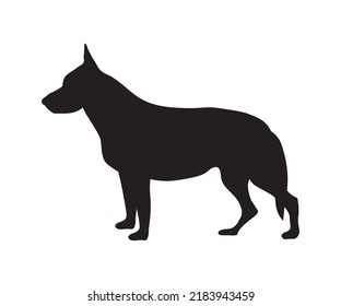 Black Shadow,silhouette Of A Sheepdog Sideways