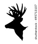 black shape of a big buck head with a nice rack of antlers in a trophy deer silhouette vector