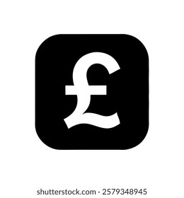 Black shape with british pound symbol icon silhouette vector illustration design on white background.