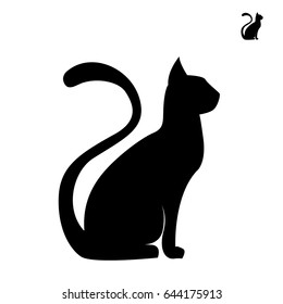 Black shape icon of a cat sitting in profile.