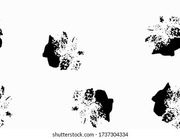 Black Shape Random Retro Texture Graphic Textile. Hipster Random Handmade Monochrome Blob Design. Scandinavian Scribble Cute Print. Black Handdrawn