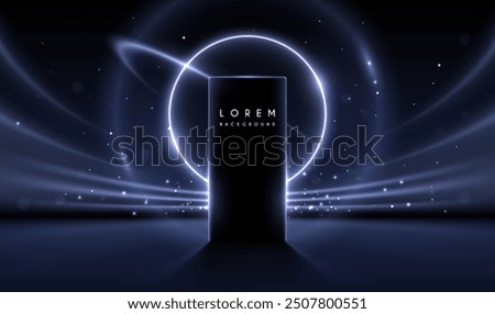 Black shape template with blue light effects