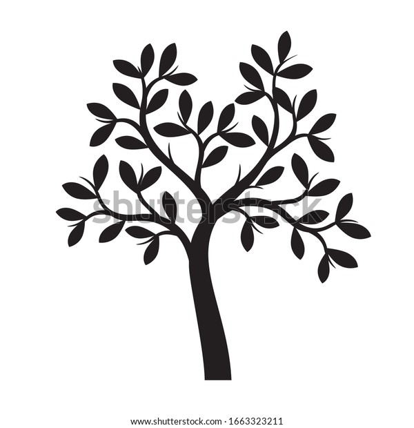 Black Shape Tree Leaves Vector Outline Stock Vector (Royalty Free ...