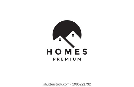 black shape with two home logo symbol vector icon illustration graphic design