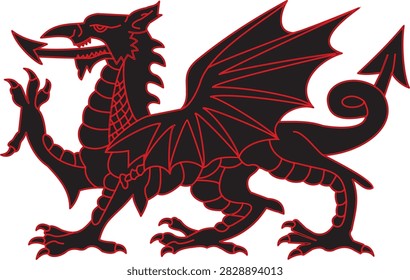 Black shape of the Wales flag vector 
