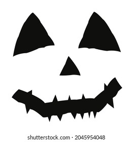 Black shapes of face Jack-o-lantern. Vector silhouette face of pumpkin.