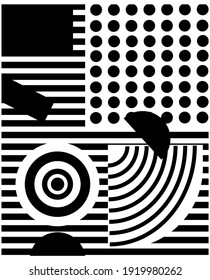 Black shapes lines abstract background template vector illustration.