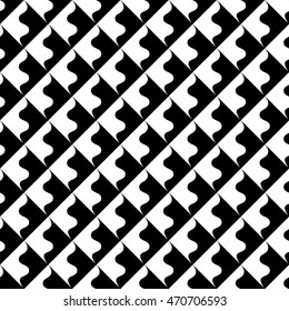 Black shapes on a white background. Waves and squares.