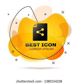 Black Share file icon isolated on white background. File sharing. File transfer sign. Fluid color banner. Vector Illustration