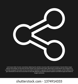 Black Share icon isolated on black background. Share, sharing, communication pictogram, social media, connection, network, distribute sign. Vector Illustration