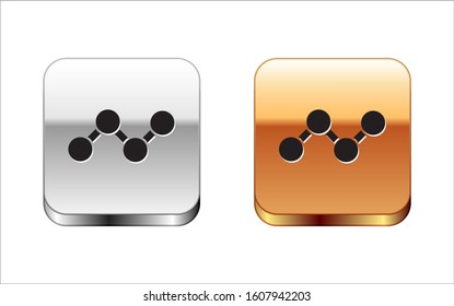 Black Share icon isolated on white background. Sharing, communication pictogram, social media, connection, network, distribute. Silver-gold square button. Vector Illustration
