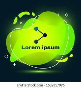 Black Share icon isolated on black background. Share, sharing, communication pictogram, social media, connection, network. Abstract banner with liquid shapes. Vector Illustration