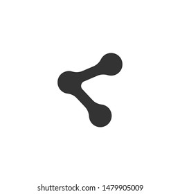 Black share icon, on the white background. Filled Share in flat design.
