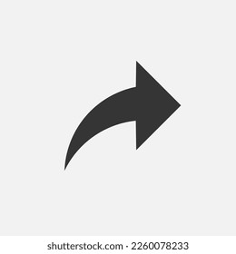 Flecha de publicación de Black Share. Icono de dirección. Reenviar flecha de correo electrónico. Enviar Pictograma de firma de datos. Ilustración del vector