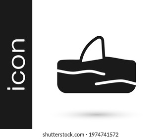 Black Shark fin in ocean wave icon isolated on white background.  Vector
