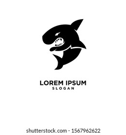 black shark fish predator logo icon design vector illustration
